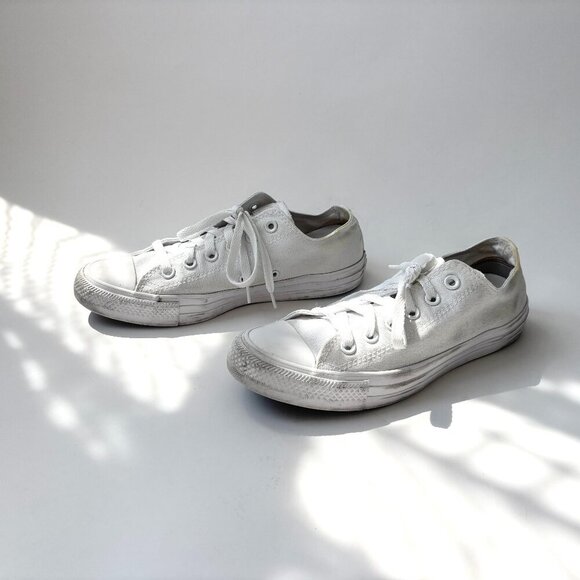 Pure White Converse Unisex Allstar Classic Sneakers - Sz 6.5 Womens sz 8.5 Mens - Picture 1 of 12